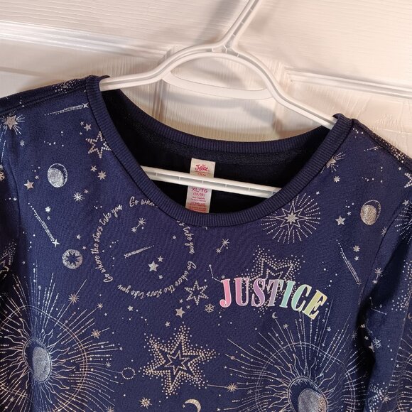 Justice NWOT Girl's Blue 2 Piece Pajama Set Pajamas Silver Star Graphics Size XL - Picture 6 of 16